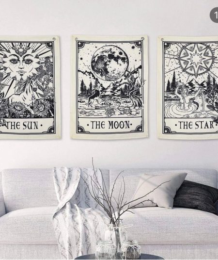 Juego de 3 Telares Tarot Crema y Negro